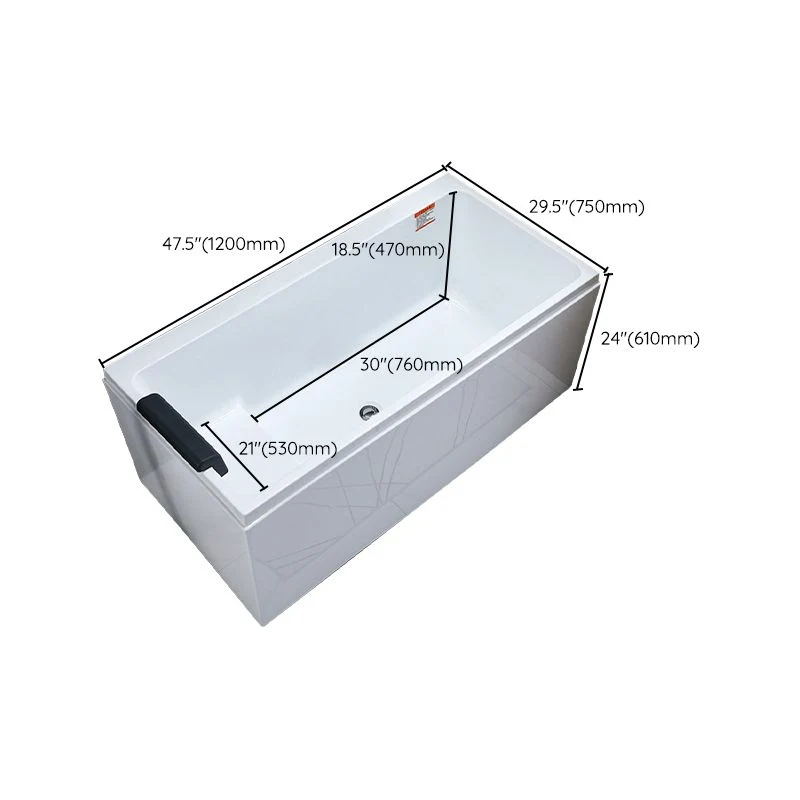 Bañera independiente de acrílico, bañera moderna rectangular de inmersión blanca Clearhalo