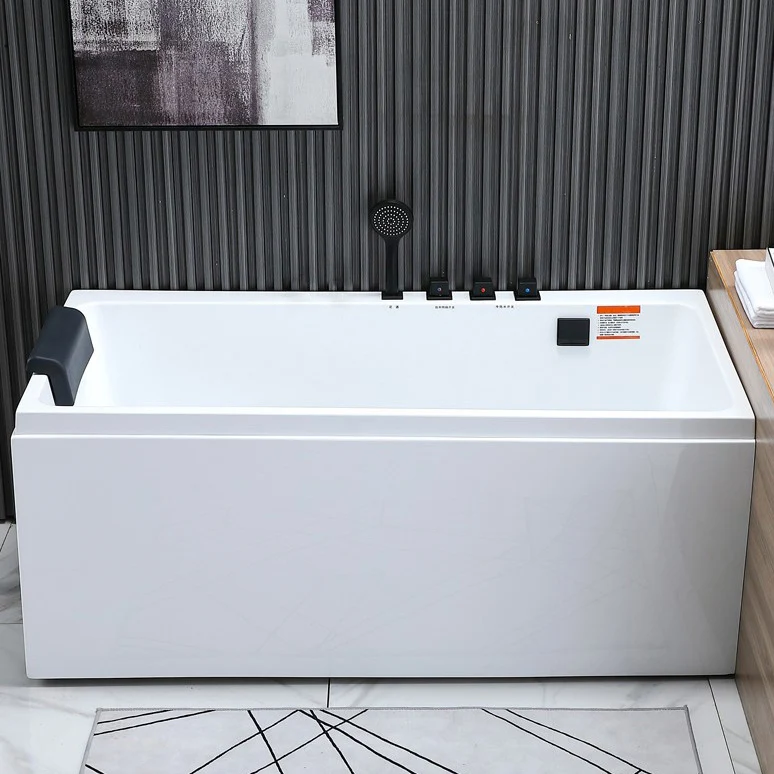 Bañera independiente de acrílico, bañera moderna rectangular de inmersión blanca Clearhalo