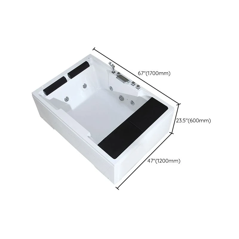Bañera independiente de acrílico, bañera moderna rectangular blanca Clearhalo