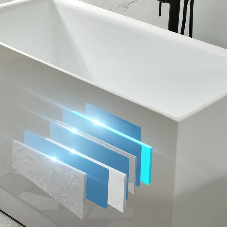 Bañera independiente de acrílico Bañera rectangular moderna con desagüe central Clearhalo