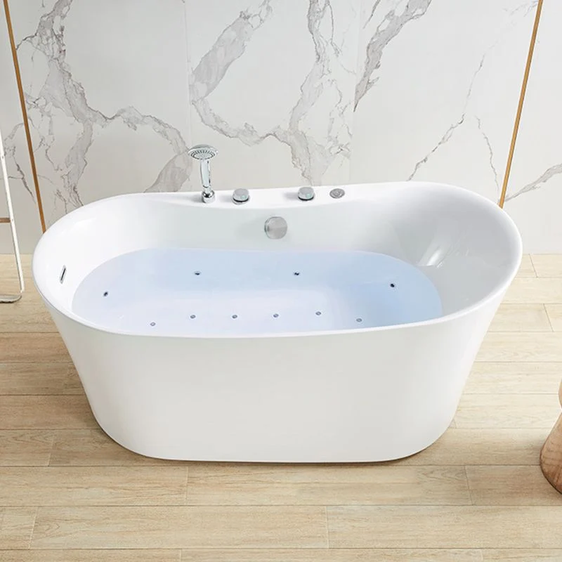Bañera independiente de acrílico blanco, manijas modernas ovaladas, baño incluido Clearhalo