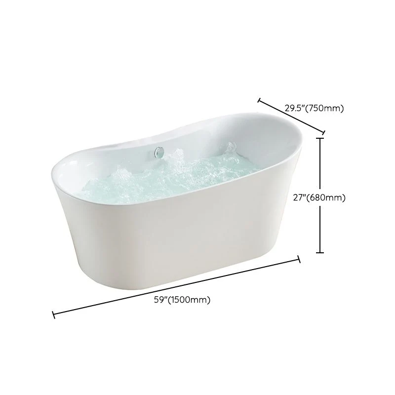 Bañera independiente de acrílico blanco, manijas modernas ovaladas, baño incluido Clearhalo