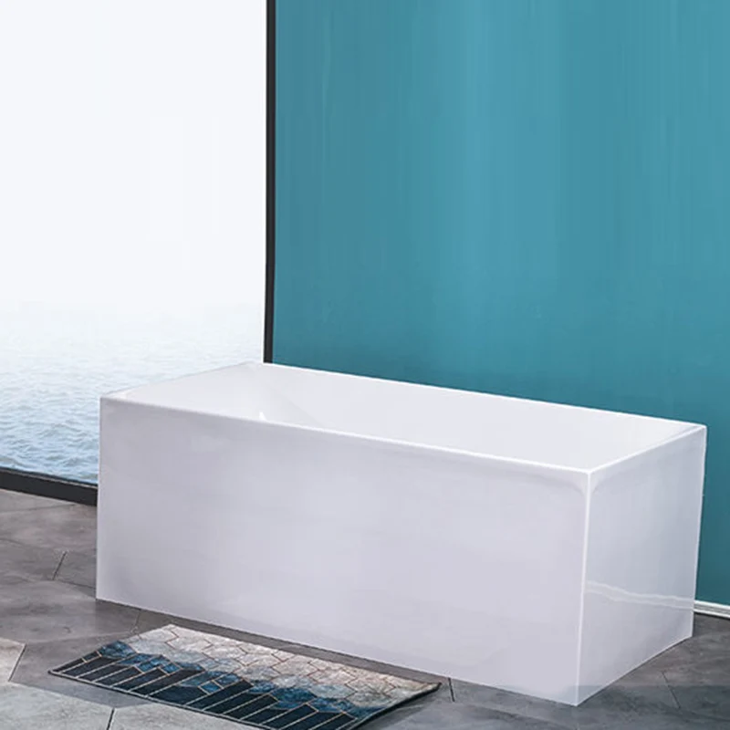 Bañera independiente de acrílico moderna de espaldas la pared, bañera rectangular de inmersión Clearhalo