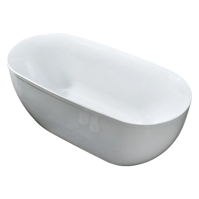 Bañera independiente, bañera moderna ovalada de acrílico blanco empotrada la pared (tabla no incluida) Blanco Clearhalo