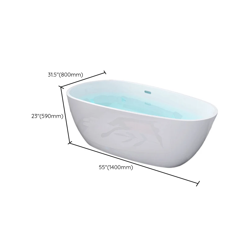 Bañera independiente blanca, bañera moderna ovalada de acrílico Clearhalo