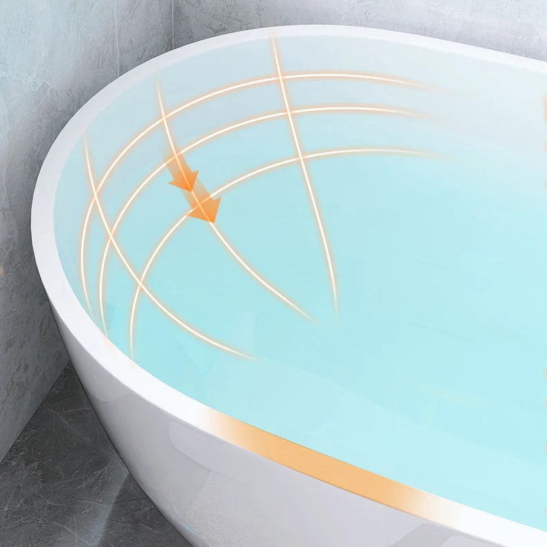 Bañera independiente blanca, bañera moderna ovalada de acrílico Clearhalo