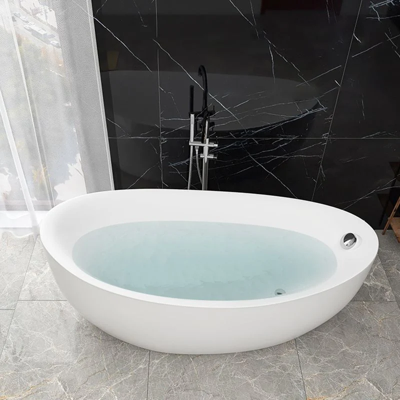 Bañera independiente blanca, bañera moderna ovalada de acrílico Clearhalo