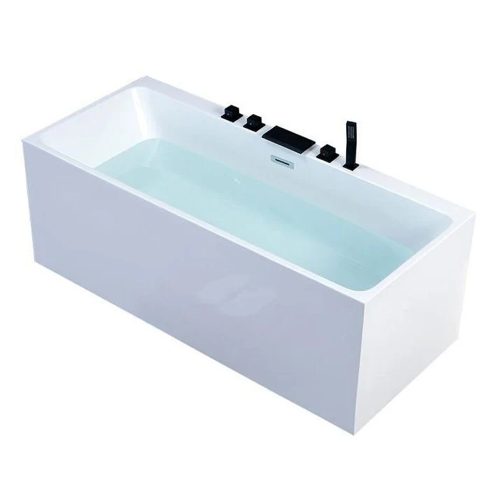 Bañera independiente blanca, bañera moderna rectangular de acrílico (tabla no incluida) Clearhalo