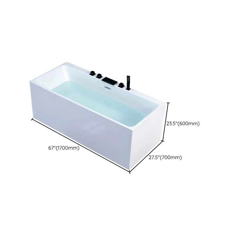 Bañera independiente blanca, bañera moderna rectangular de acrílico (tabla no incluida) Clearhalo