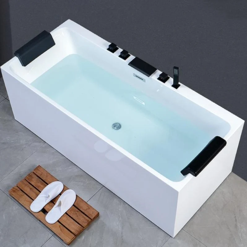 Bañera independiente blanca, bañera moderna rectangular de acrílico (tabla no incluida) Clearhalo