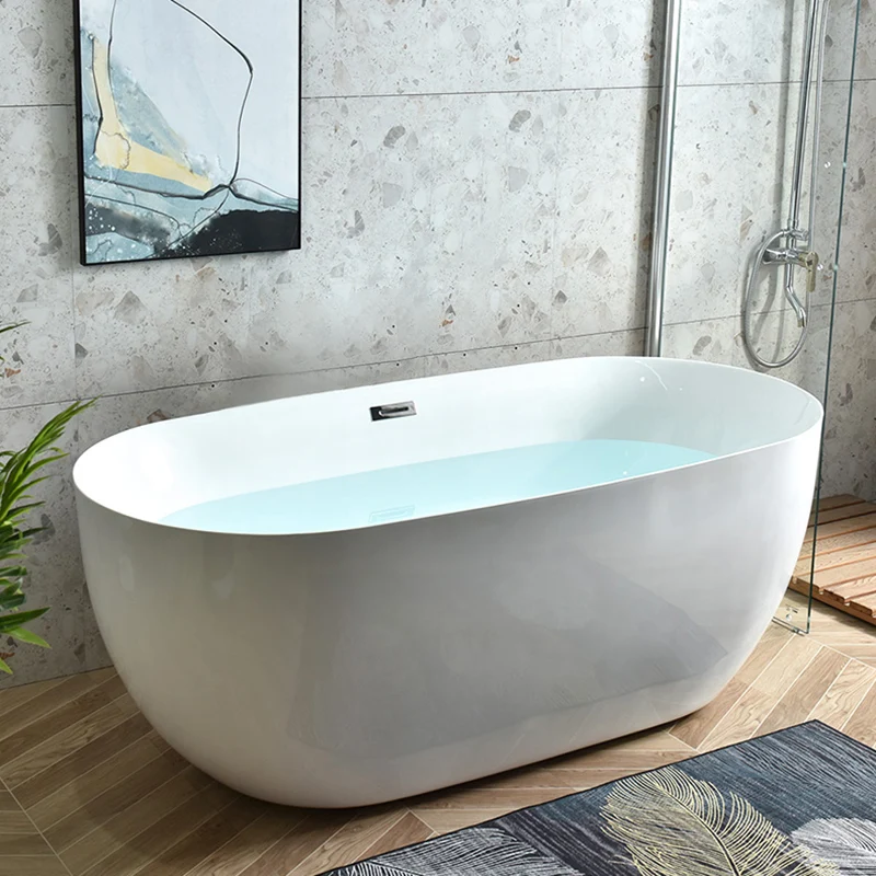 Bañera independiente con acabado antiguo que remoja la bañera ovalada moderna Blanco Clearhalo