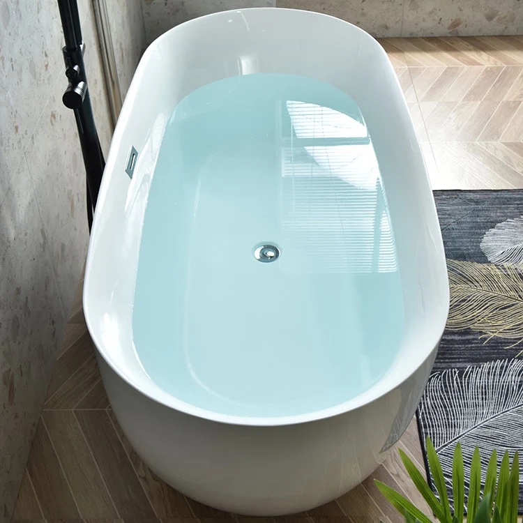 Bañera independiente con acabado antiguo que remoja la bañera ovalada moderna Blanco Clearhalo