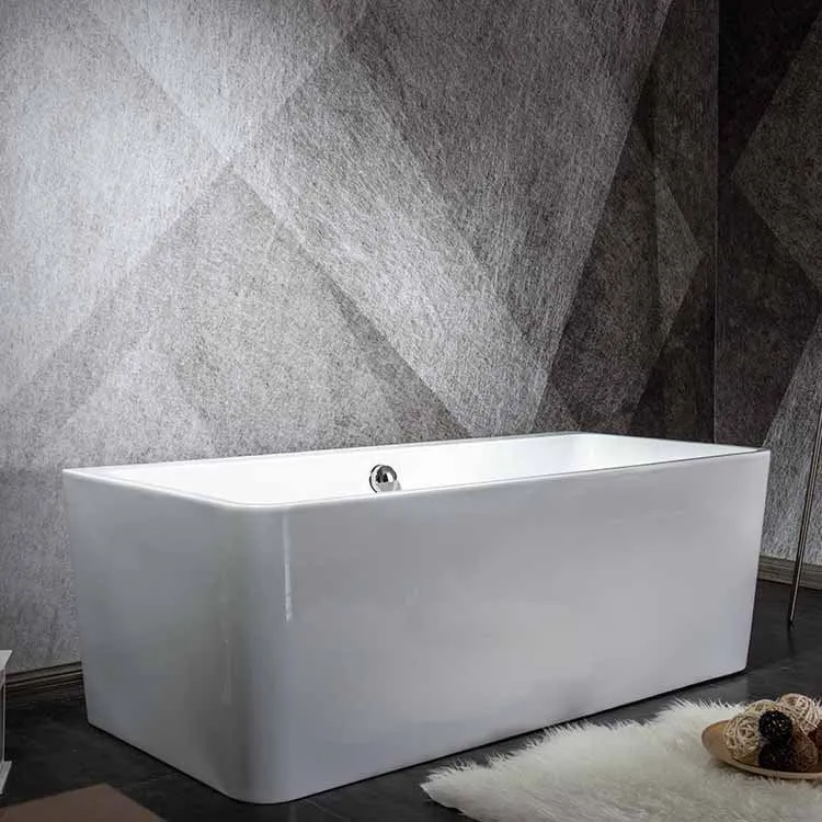 Bañera independiente con acabado antiguo, rectangular, moderna Clearhalo