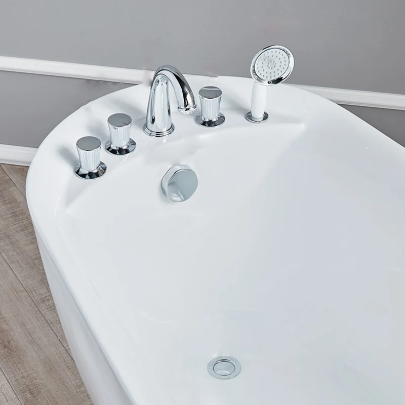 Bañera independiente de estilo moderno Bañera acrílica de forma libre en blanco Clearhalo