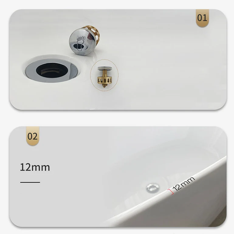 Bañera independiente de estilo moderno, bañera acrílica ovalada individual para baño Blanco Clearhalo