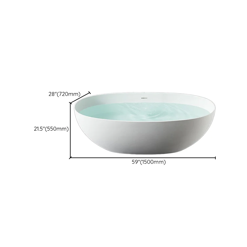 Bañera independiente de estilo moderno, bañera de baño de piedra en color blanco Clearhalo