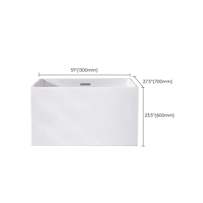 Bañera independiente de estilo moderno, bañera rectangular de acrílico en color blanco Clearhalo