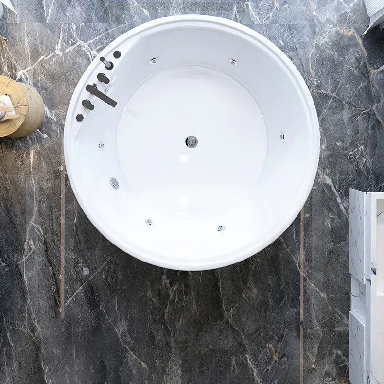 Bañera independiente de hidromasaje redonda acrílica con relleno de bañera y kit de molduras Clearhalo