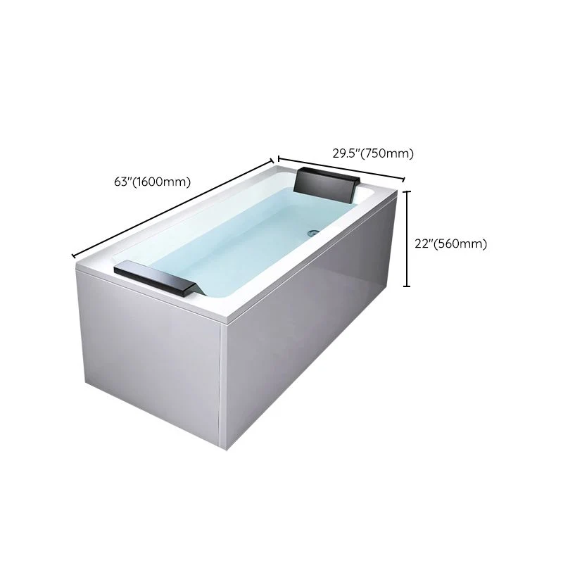 Bañera independiente de inmersión moderna, bañera rectangular de acrílico blanco Clearhalo