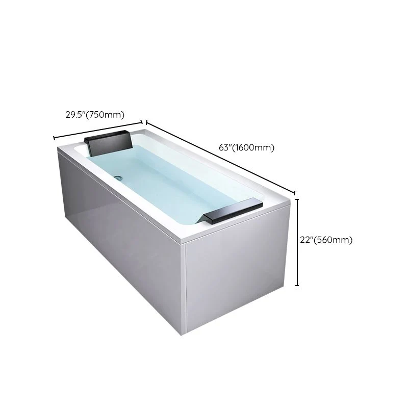 Bañera independiente de inmersión moderna, bañera rectangular de acrílico blanco Clearhalo