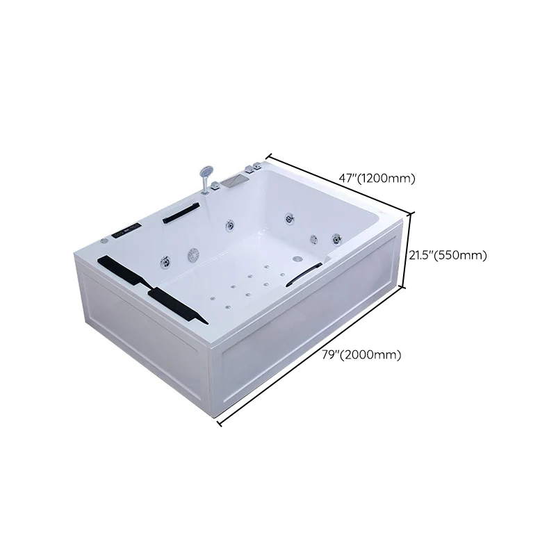 Bañera independiente moderna, bañera rectangular blanca de inmersión acrílica Clearhalo