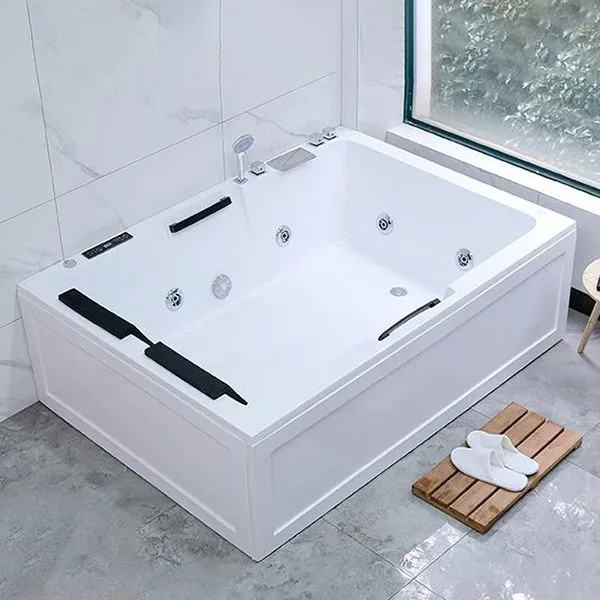 Bañera independiente moderna, bañera rectangular blanca de inmersión acrílica Clearhalo