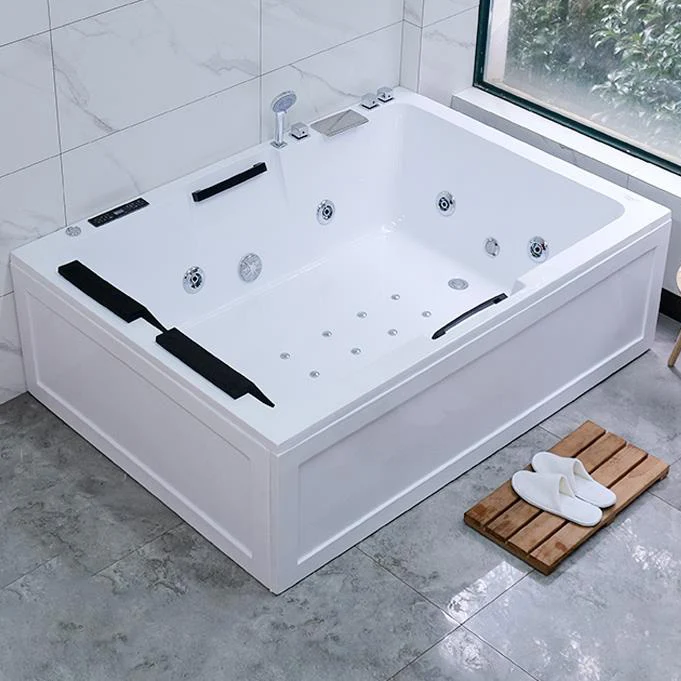 Bañera independiente moderna, bañera rectangular blanca de inmersión acrílica Clearhalo
