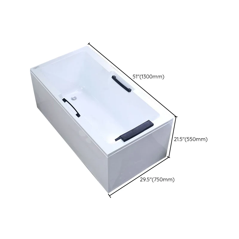Bañera independiente moderna, bañera rectangular blanca de inmersión acrílica Clearhalo