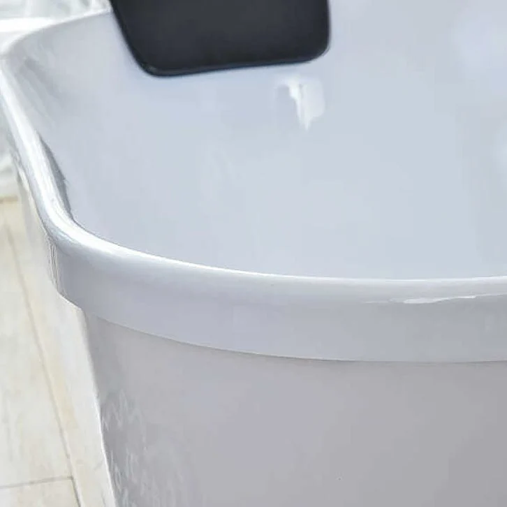 Bañera independiente ovalada acrílica de 25,59 pulgadas de ancho en color blanco Blanco Clearhalo