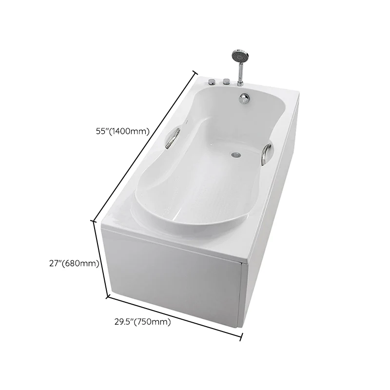 Bañera independiente rectangular, baño moderno blanco de acrílico (tabla no incluida) Clearhalo
