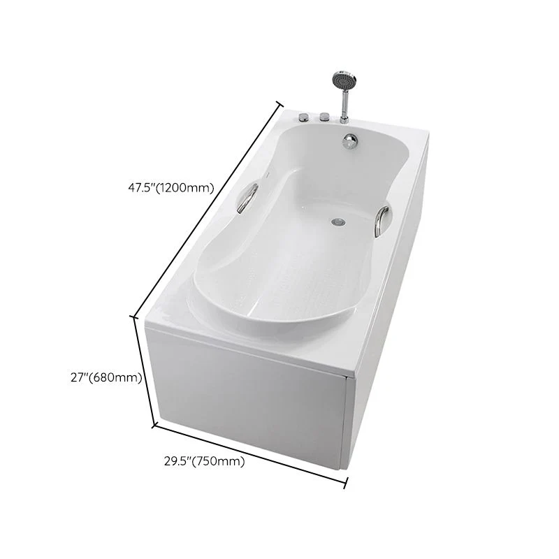 Bañera independiente rectangular, baño moderno blanco de acrílico (tabla no incluida) Clearhalo