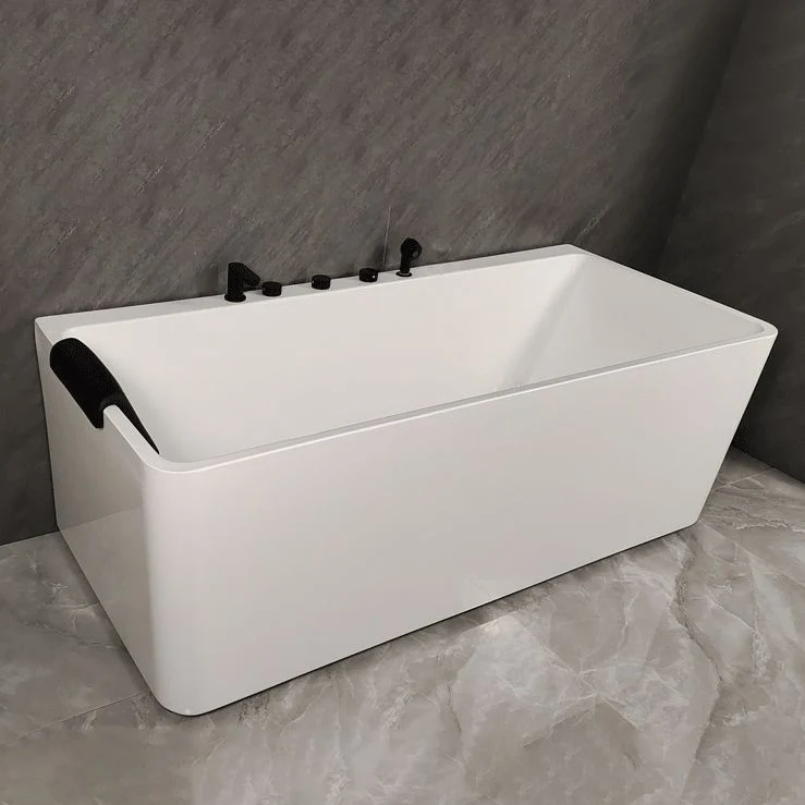 Bañera de inmersión adosada la pared Bañera moderna rectangular con acabado antiguo (tabla no incluida) Clearhalo