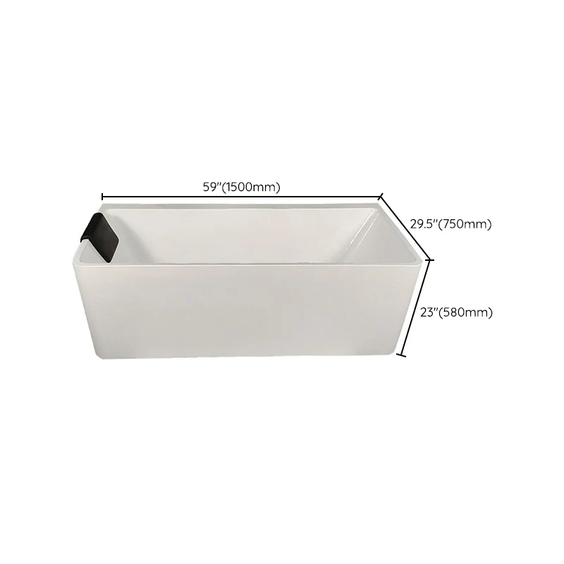 Bañera de inmersión adosada la pared Bañera moderna rectangular con acabado antiguo (tabla no incluida) Clearhalo