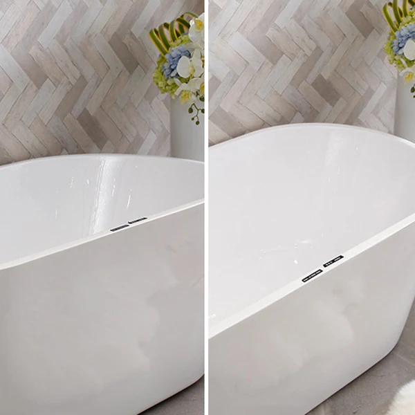 Bañera de inmersión con acabado antiguo Bañera ovalada moderna trasera la pared Clearhalo