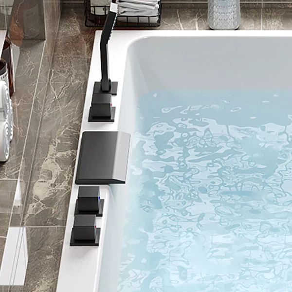 Bañera de inmersión con acabado antiguo, bañera moderna rectangular Clearhalo