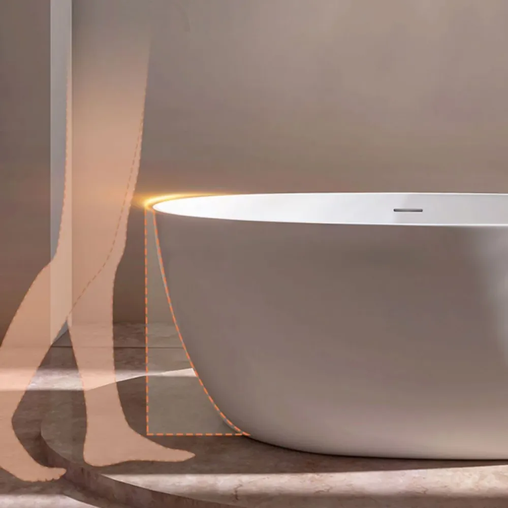 Bañera de inmersión con acabado antiguo, bañera independiente moderna ovalada Blanco Clearhalo