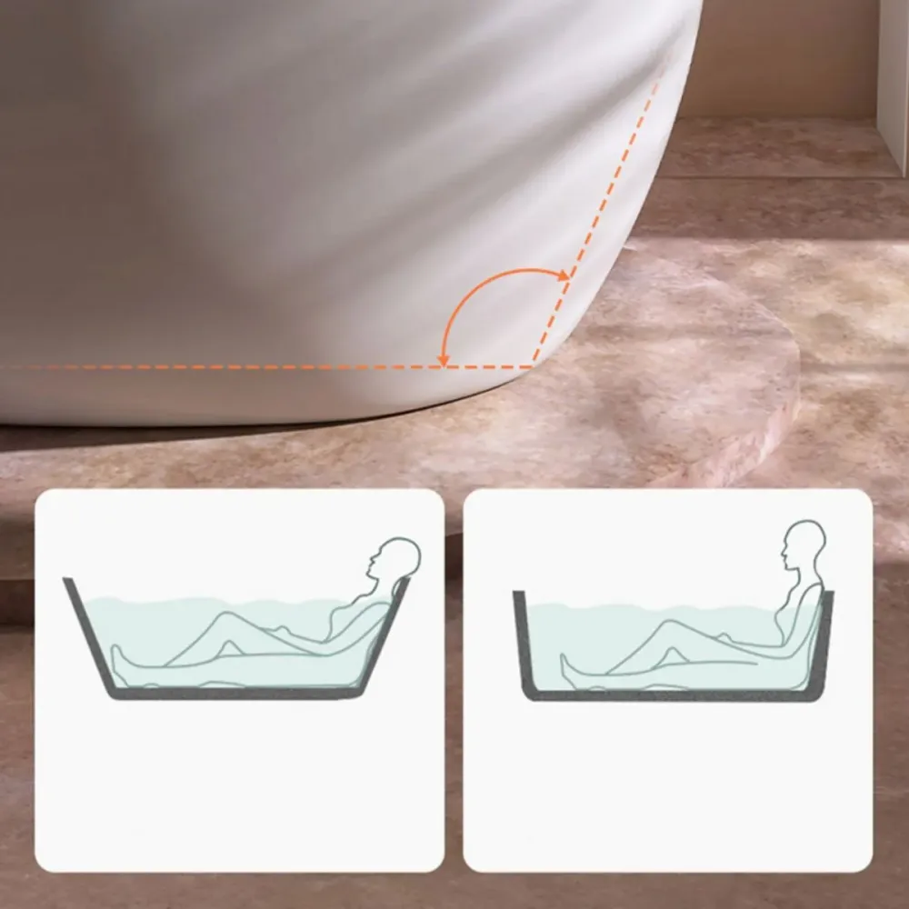 Bañera de inmersión con acabado antiguo, bañera independiente moderna ovalada Blanco Clearhalo