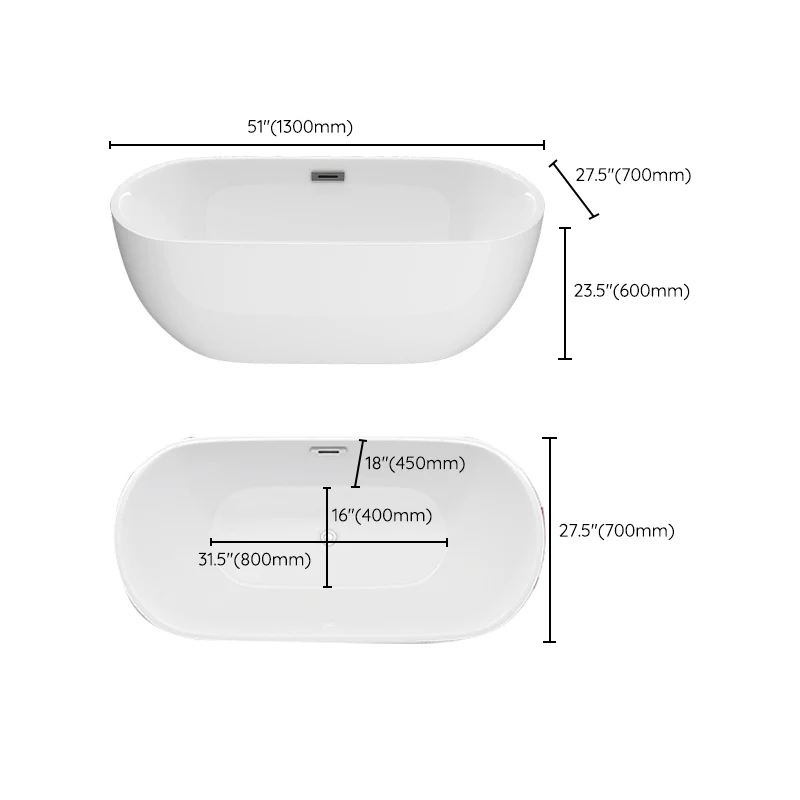 Bañera de inmersión contemporánea Bañera rectangular de acrílico para el hogar Clearhalo