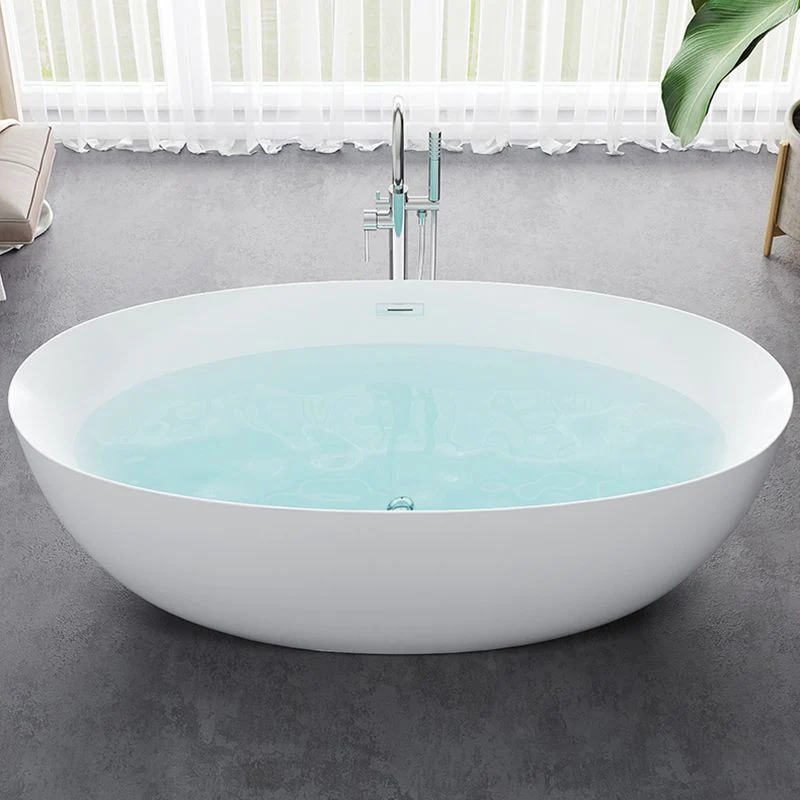 Bañera de inmersión independiente ovalada, bañera moderna con acabado antiguo Blanco Clearhalo