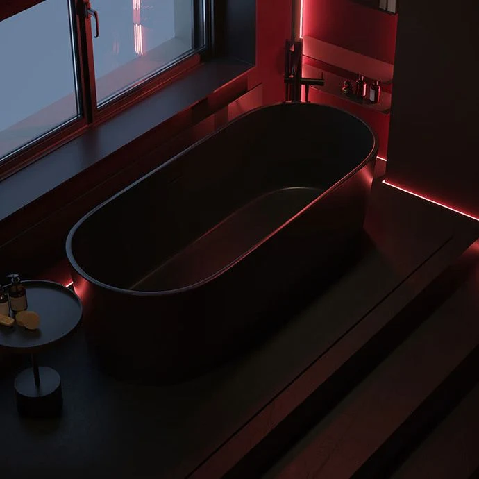 Bañera de inmersión independiente Tina de baño moderna con acabado antiguo ovalado Blanco Clearhalo