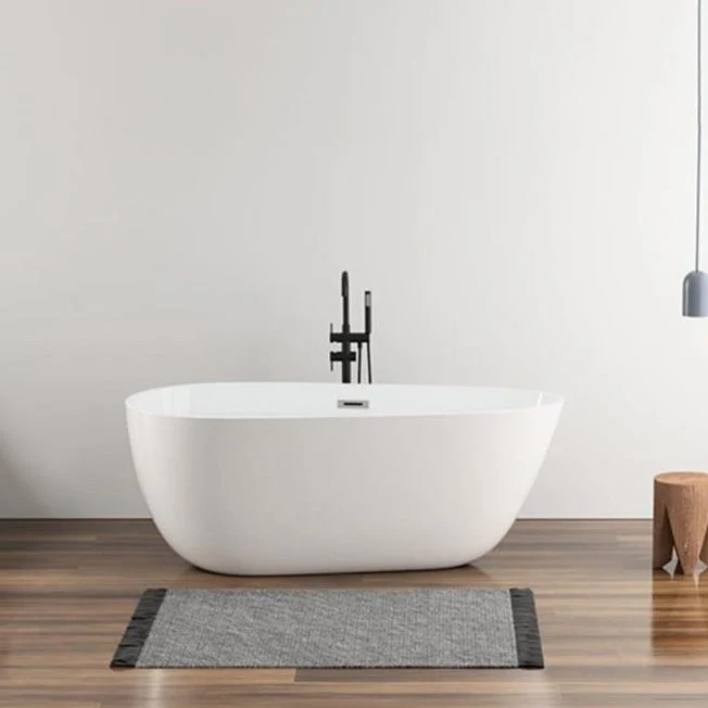 Bañera de inmersión ovalada independiente, bañera moderna con acabado antiguo Clearhalo