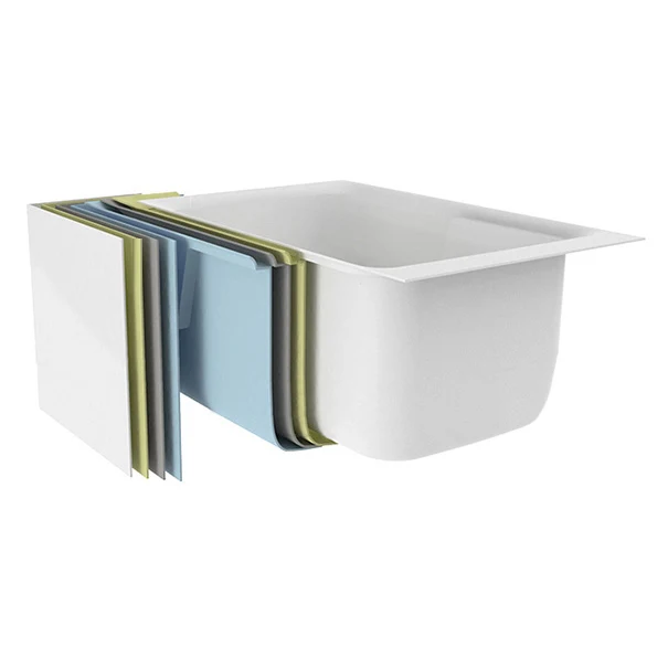 Bañera de inmersión rectangular, bañera de acrílico con acabado antiguo, de espaldas la pared Clearhalo