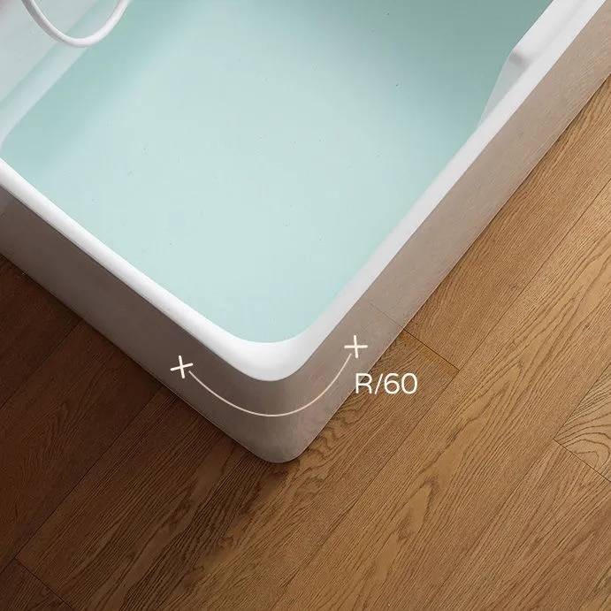 Bañera de inmersión rectangular, bañera de acrílico con acabado antiguo, de espaldas la pared Clearhalo