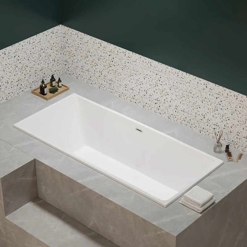 Bañera integrada de acrílico rectangular moderna con bañera de drenaje Clearhalo