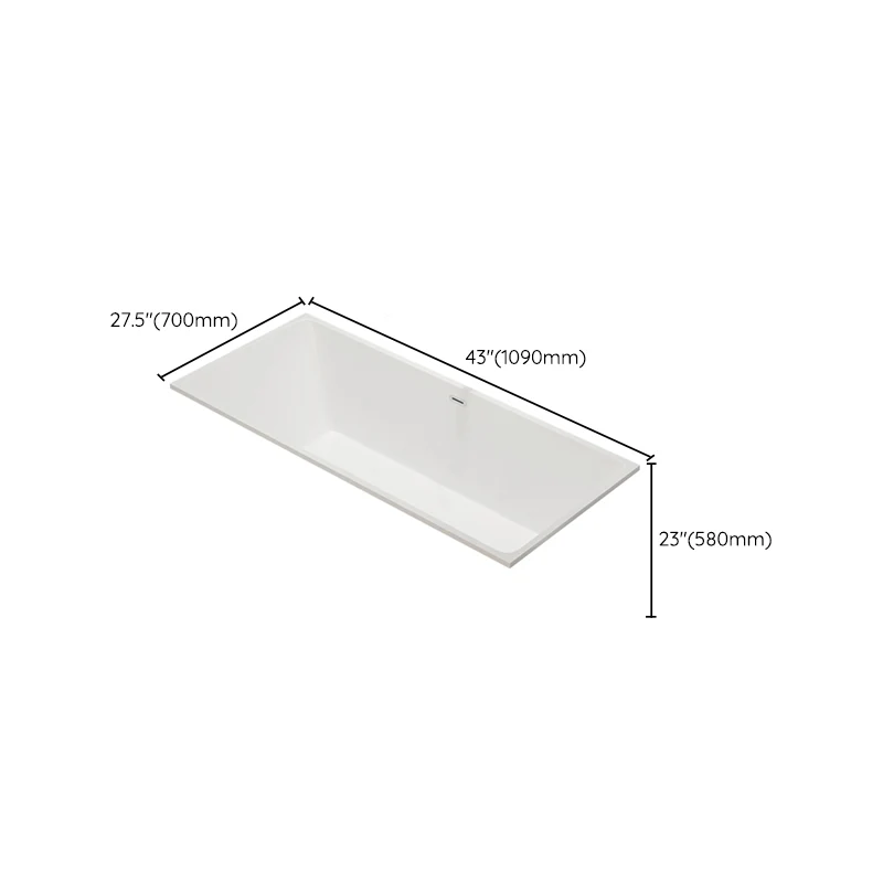 Bañera integrada de acrílico rectangular moderna con bañera de drenaje Clearhalo