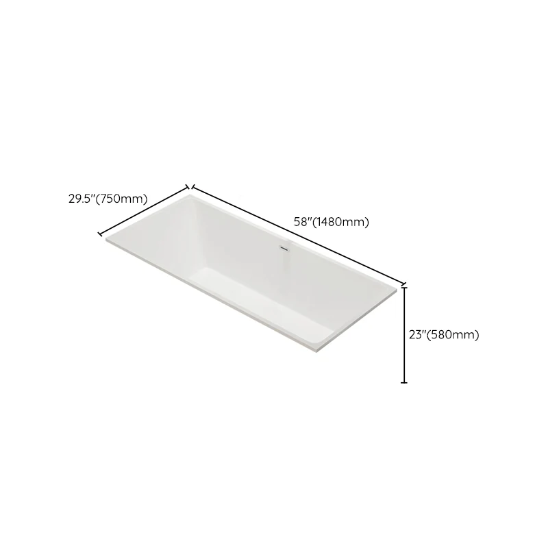 Bañera integrada de acrílico rectangular moderna con bañera de drenaje Clearhalo
