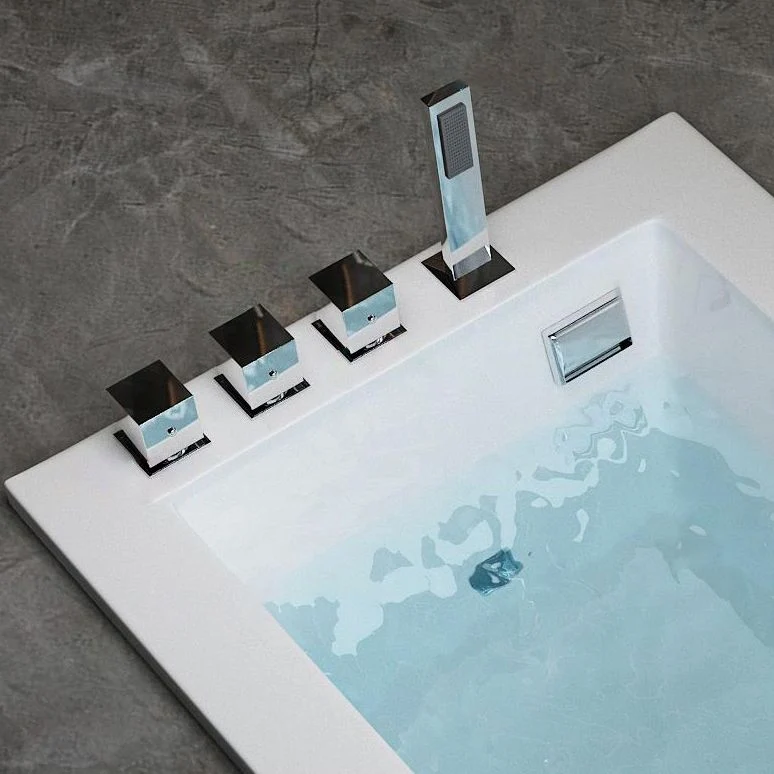 Bañera integrada de acrílico rectangular moderna con bañera de drenaje y dispositivo de masaje Clearhalo