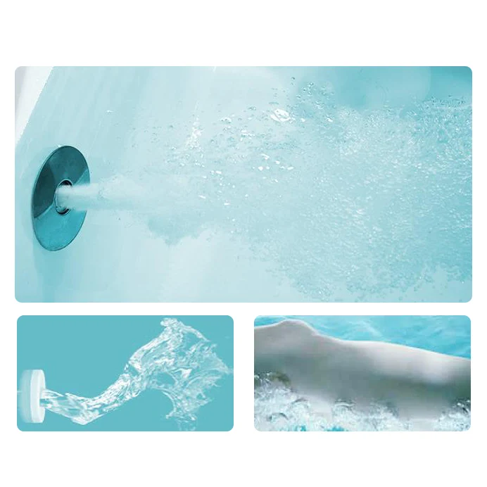 Bañera integrada de acrílico rectangular moderna con bañera de drenaje y dispositivo de masaje Clearhalo