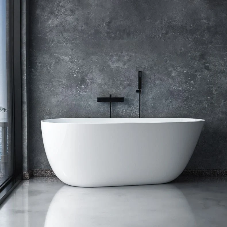 Bañera moderna de acrílico, bañera central blanca de inmersión ovalada independiente Clearhalo