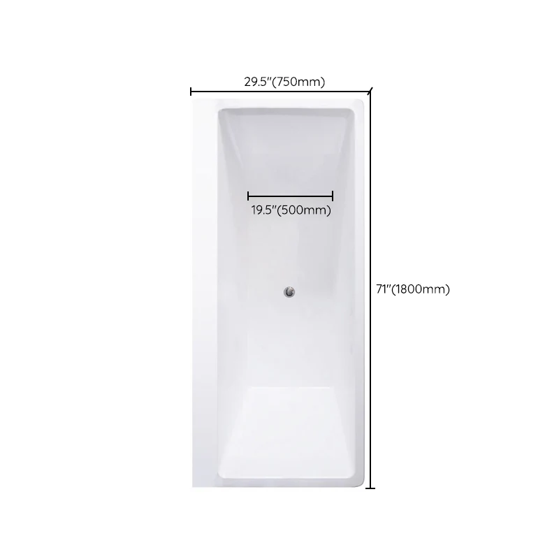 Bañera moderna de acrílico, baño de inmersión rectangular blanco Clearhalo